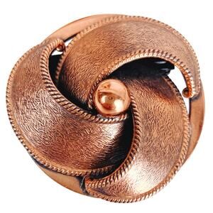 VTG Mid Century Brooch Solid Copper Swirl Black Enamel Back 1950s 1960s
